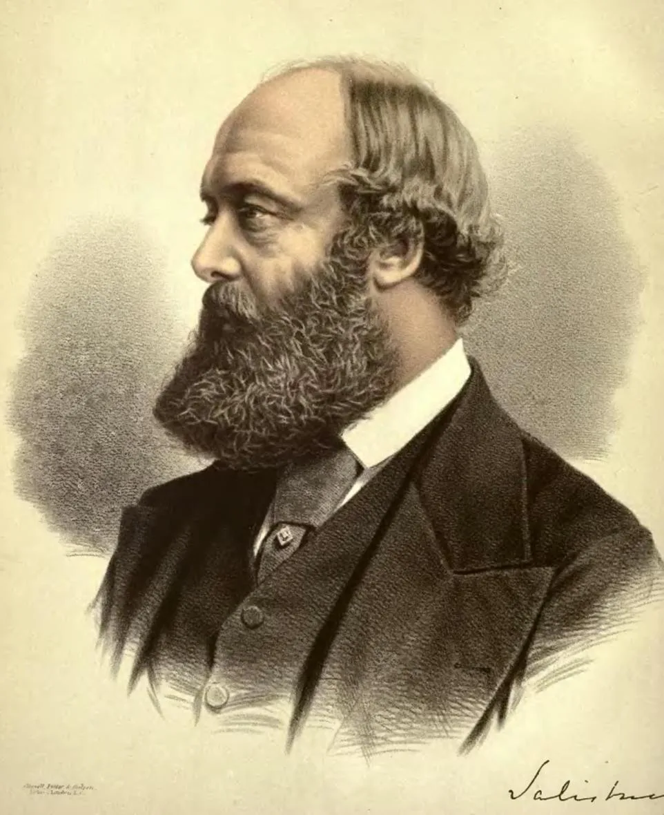 Engraved portrait of Charles Dunell Rudd, Victorian businessman and co-founder of De Beers Mining Company, shown in profile with a full beard.