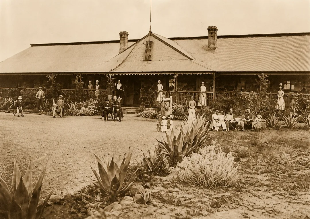 Historic photograph of Kimberley Hospital during the 1890s.
