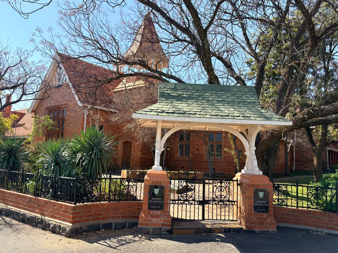 Kimberley Girls' High School's magnificent entrance on Elsmere Road
