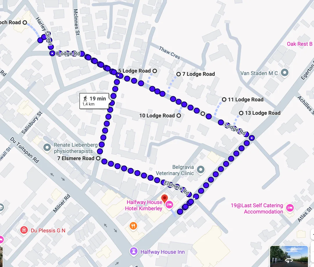 Click on the map to open the route in Google Maps